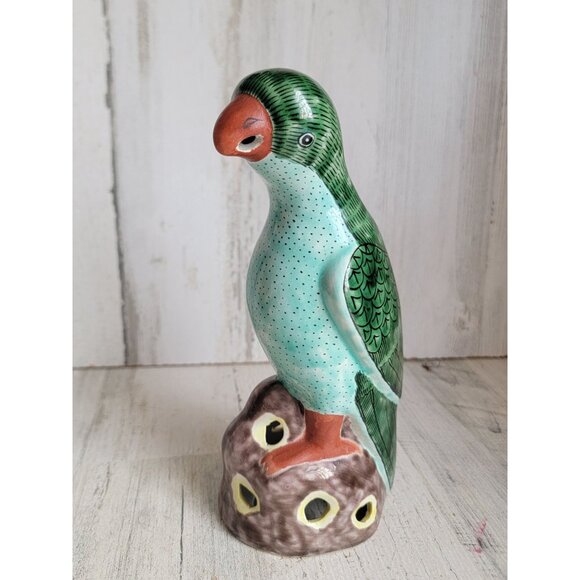 Vintage green bird parrot home decor statue unique - Picture 1 of 7